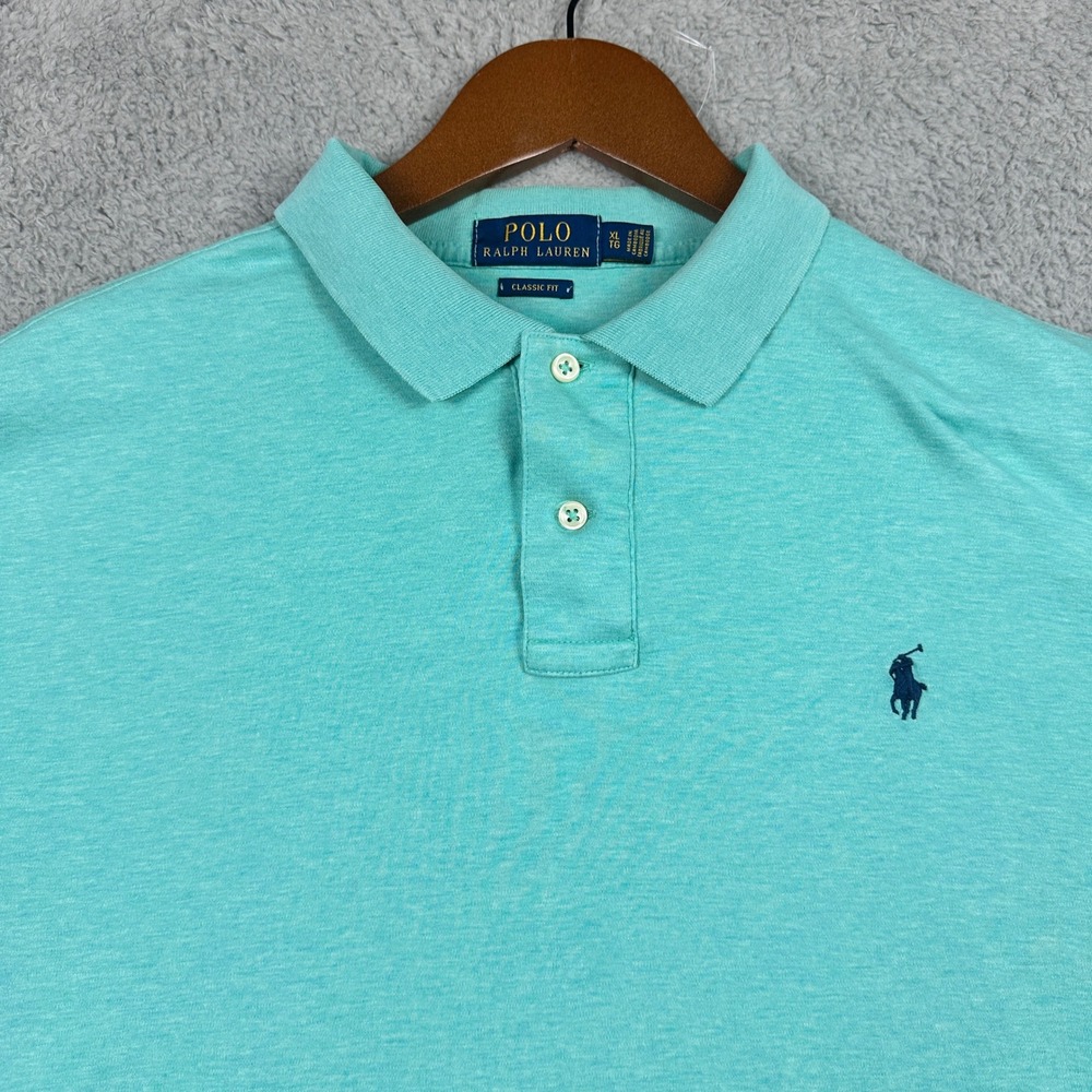 Polo Ralph Lauren Classic Fit Polo Shirt Mens XL Turquoise Blue Short Sleeve